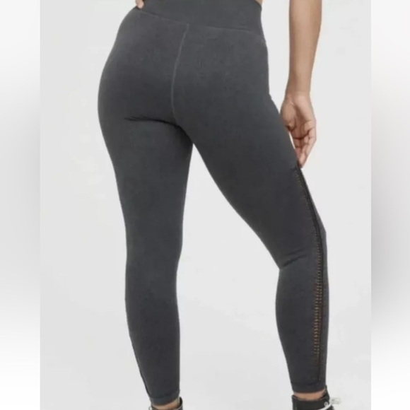 Aerie Offline 7/8 Ribbed High Rise Seamless Leggings Side Braided Gray - Picture 2 of 13